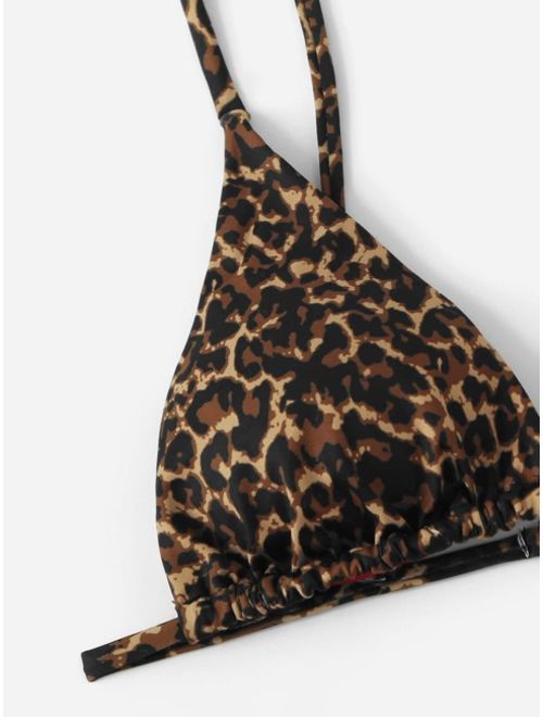 Shein Leopard Triangle Top With Thong Bikini