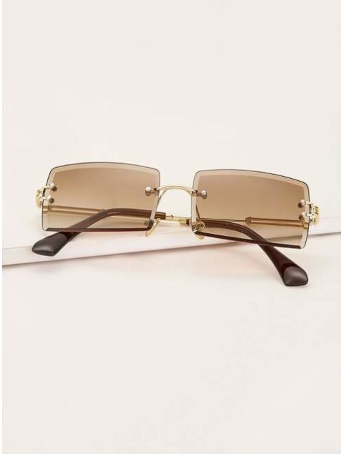Shein Rimless Square Frame Sunglasses