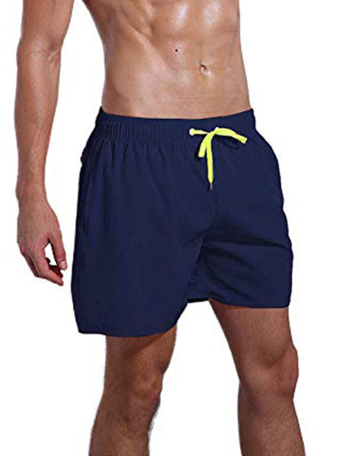 LELINTA Men's Swim Shorts Swimwear Swimming Trunks Charm Solid Color Casual Quick Dry Beach Underpants Black/ Blue/ Green/ Navy Color