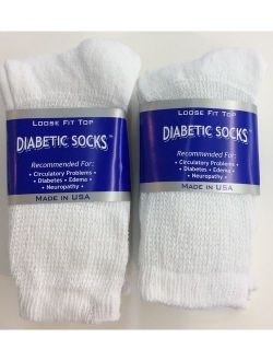 Creswell 6 Pairs Of Mens White Diabetic Crew Socks 13-15 King Size