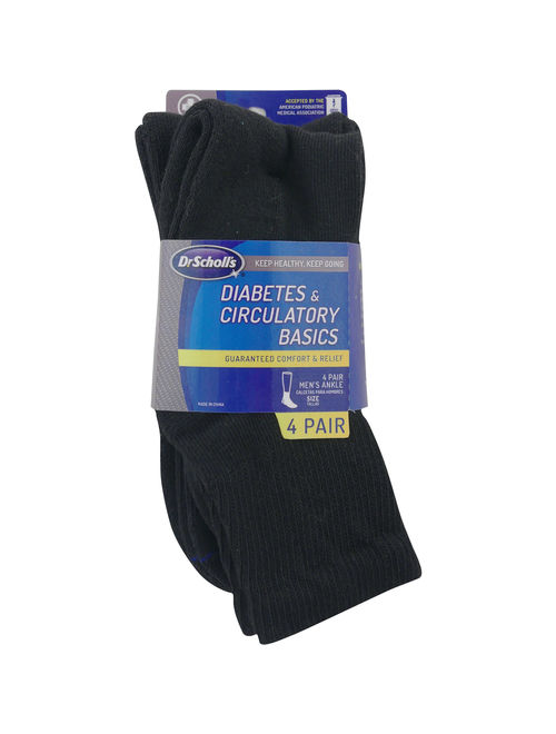 Dr. Scholl's Men's Diabetes and Circulatory Ankle Socks 4 Pack
