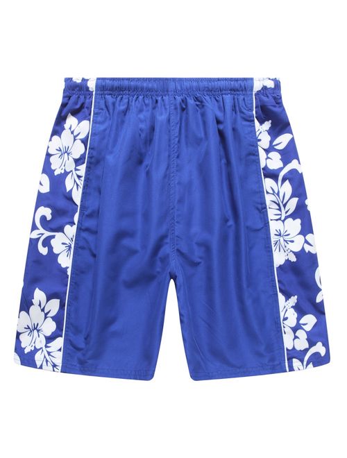 Hawaii Hangover Men's Swim Trunk in Royal Blue with Side Floral Hibiscus