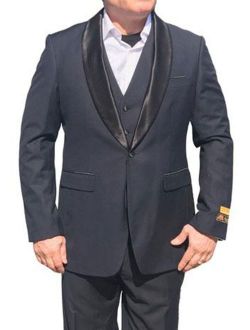 Alberto Nardoni Mens Vested 1 Button Shawl Tuxedo In Navy Blue