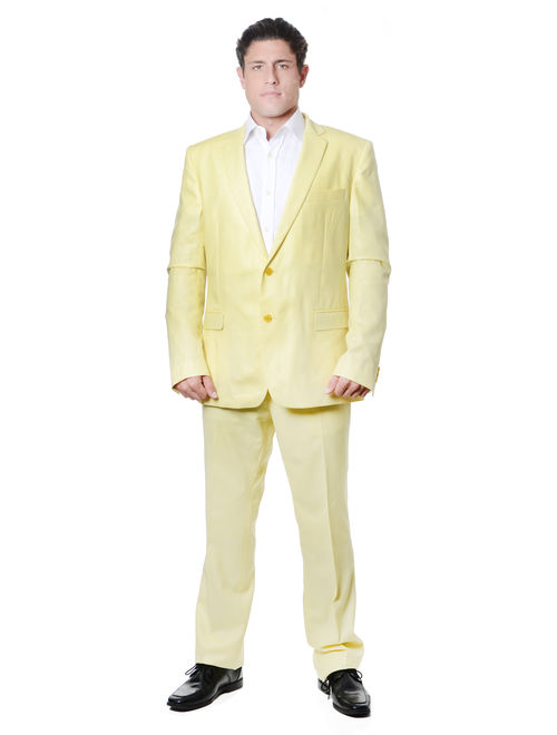 Versace Colection Mens Two-Button Wool Suit, Soft Yellow