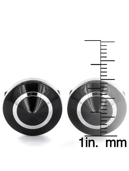 Men's Dome Stainless Steel with Black Inlay Cufflinks