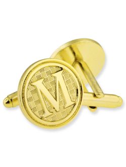 PinMart's Letter M Alphabet Initials Cufflink Set - Gold