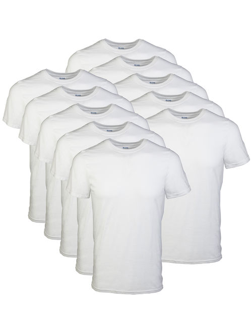 Gildan Men's Tag Free, Crew T-shirts, White, 12-pack
