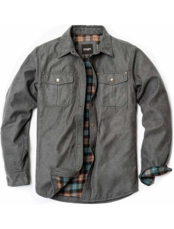 Men's Flannel Long Sleeved Rugged Plaid Cotton Brushed Suede Shirt Jacket