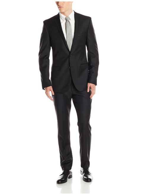 Ben Sherman Men's Camden Black Solid Two-Button Side-Vent Suit