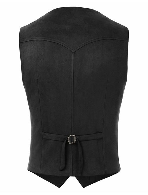 PJ PAUL JONES Men's Suede Leather Vest Casual Western Waistcoat Jacket