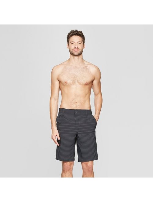 Men's 10.5" Striped Hybrid Swim Shorts - Goodfellow & Co&#153; Black