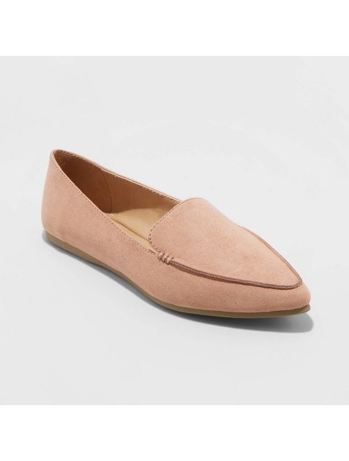 Women's Micah Faux Leather Pointy Toe Loafers - A New Day Blush Pink