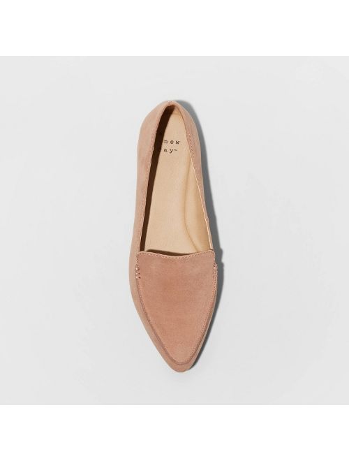 Women's Micah Faux Leather Pointy Toe Loafers - A New Day Blush Pink
