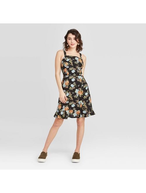 Women's Floral Print Sleeveless Side Button Dress - Xhilaration