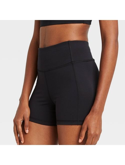 Women's Contour Power Waist Mid-Rise Shorts 4" - All in Motion Black