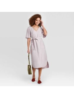 Women's Short Sleeve V-Neck Utility Midi Dress - A New Day
