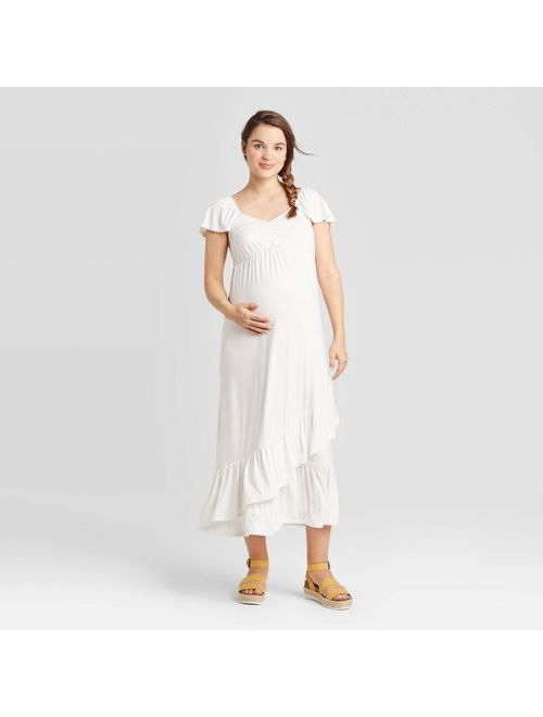 Maternity Short Sleeve Knit Maxi Dress - Isabel Maternity by Ingrid & Isabel Cream