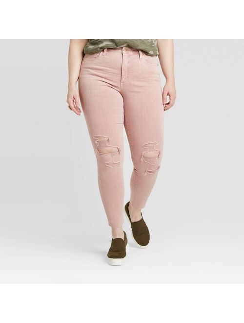 Women's High-Rise Distressed Skinny Jeans - Universal Thread Pink
