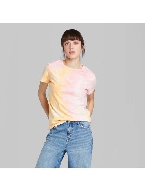Women's Short Sleeve Tie-Dye T-Shirt - Wild Fable Pink
