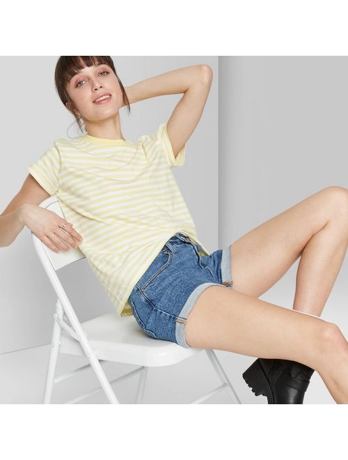 Women's Striped Short Sleeve T-Shirt - Wild Fable Yellow