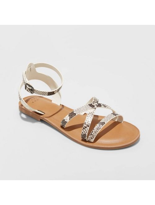 Women's Tillie Faux Leather Ankle Strap Sandals - A New Day