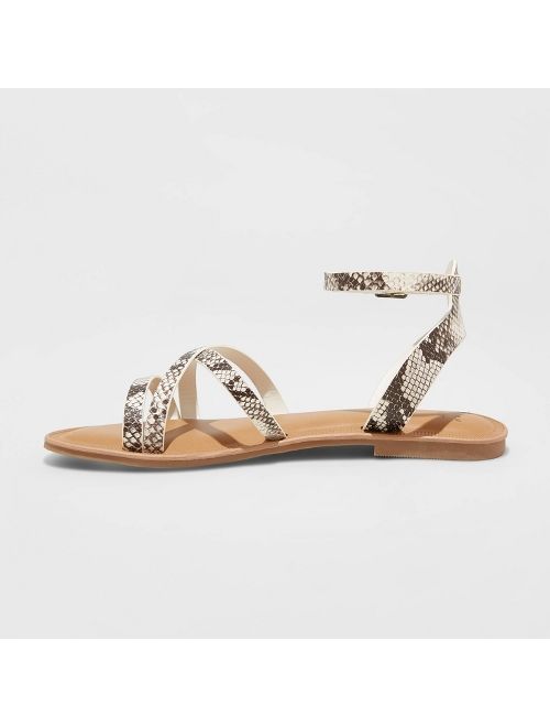 Women's Tillie Faux Leather Ankle Strap Sandals - A New Day