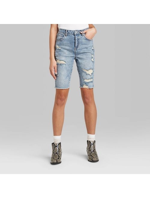 Women's High-Rise Distressed Jean Shorts - Wild Fable Medium Wash