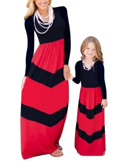 Bai You Mei Mommy And Me Dress Striped Print Tank Maxi Dress Family Clothes