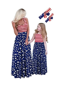 Askwind Mommy and Me Dresses Casual Floral Family Outfits Summer Matching Maxi Dress