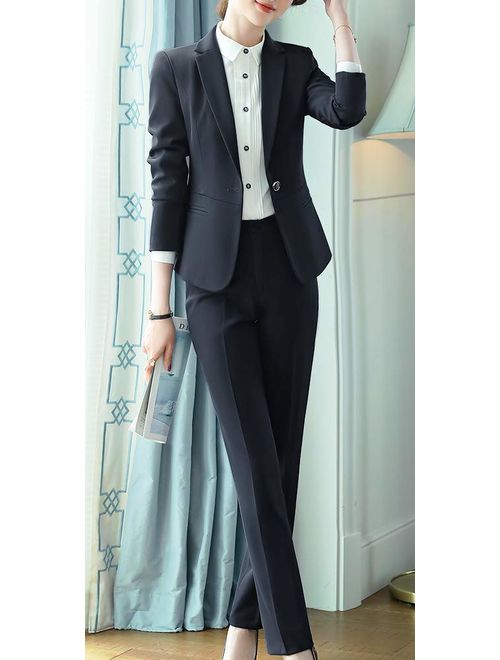 SUSIELADY Women's Business Suit Pants Sets Formal Casual Blazer&Pants Work Wear for Women