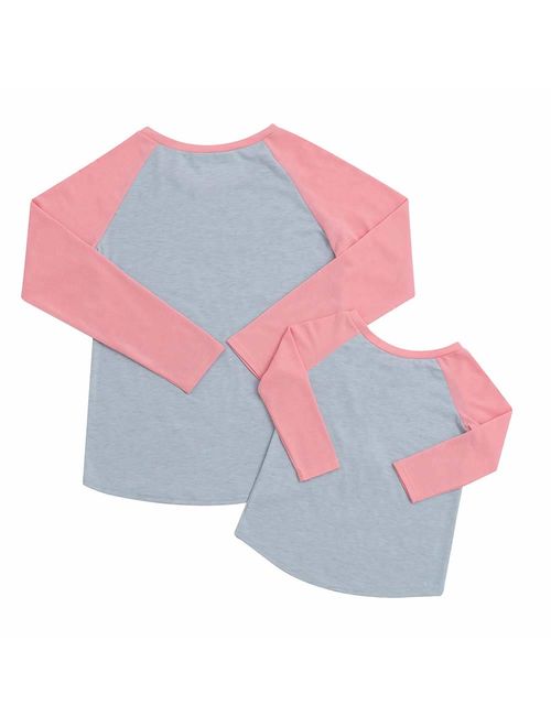 Mommy and Me Clothes Family Matching Letter Print Long Sleeve T-Shirt Mother Daughter Blouse Tops Outfits