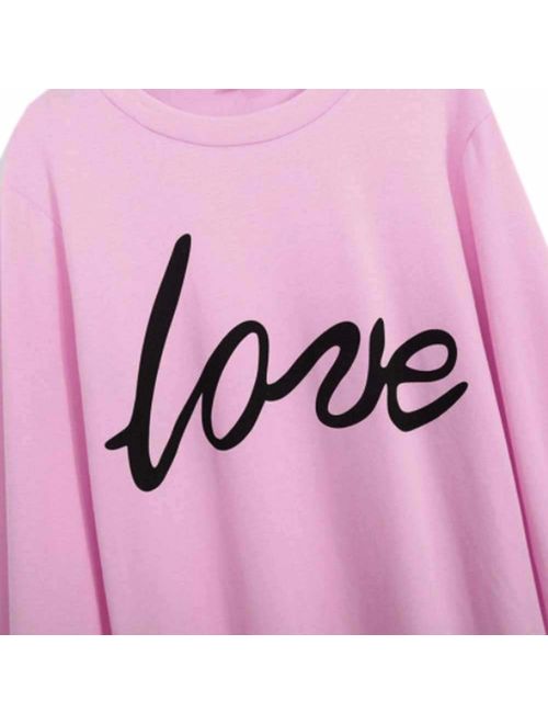 Mommy and Me Outfits Love Print Long Sleeve Round Neck Sweatshirt Family Matching Pullover Tee Tops Clothes