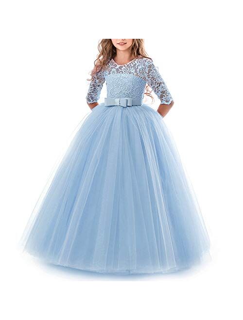 NNJXD Girls Princess Pageant Dress Kids Prom Ball Gowns Wedding Party Flower Dresses
