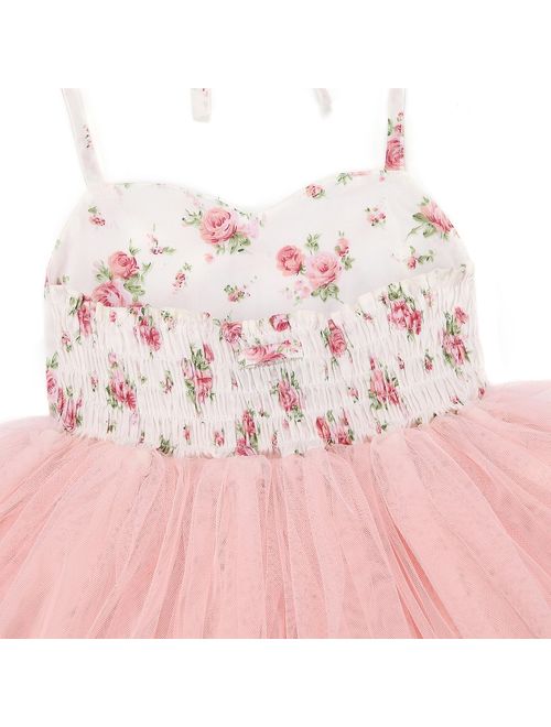 Flofallzique Baby Girls Dress Toddler Tutu Infant Floral Sundress Tulle Wedding Dress