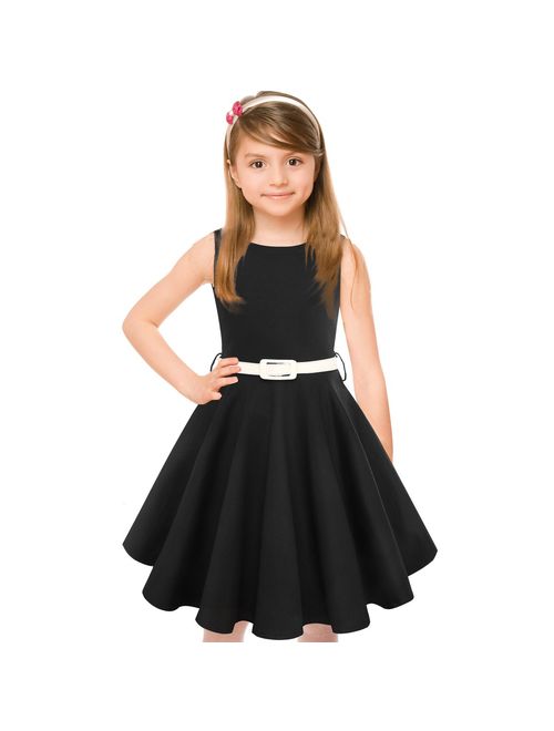 Girls 50s Vintage Swing Rockabilly Retro Sleeveless Party Dress for Occasion