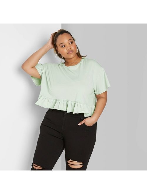 Women's Plus Size Short Sleeve Crewneck Peplum T-Shirt - Wild Fable