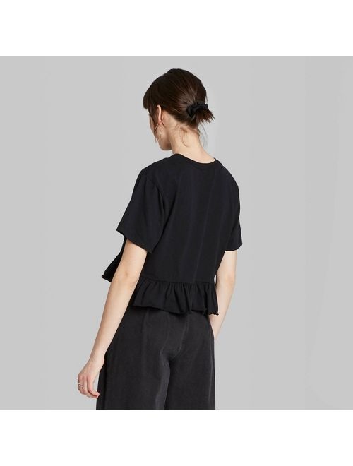 Women's Short Sleeve Cropped Peplum T-Shirt - Wild Fable