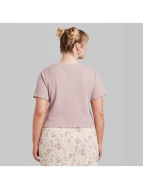 Women's Plus Size Short Sleeve Crewneck Waffle Baby T-Shirt - Wild Fable