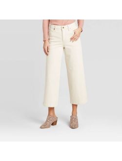 Women's High-Rise Wide Leg Cropped Jeans - Universal Thread Cream