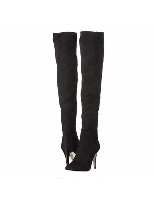 Shoe'N Tale Women Over The Knee High Stretchy Leather Thigh high Snow Boots
