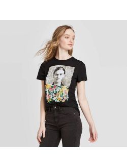 Women's Frida Kahlo Short Sleeve T-Shirt (Juniors') - Black