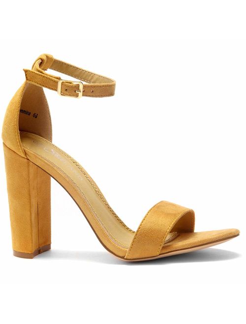 Shoe Land ENLOVE Womens Open Toe Ankle Strap Chunky Block High Heel Sandals Dress Evening Party Pump Shoes