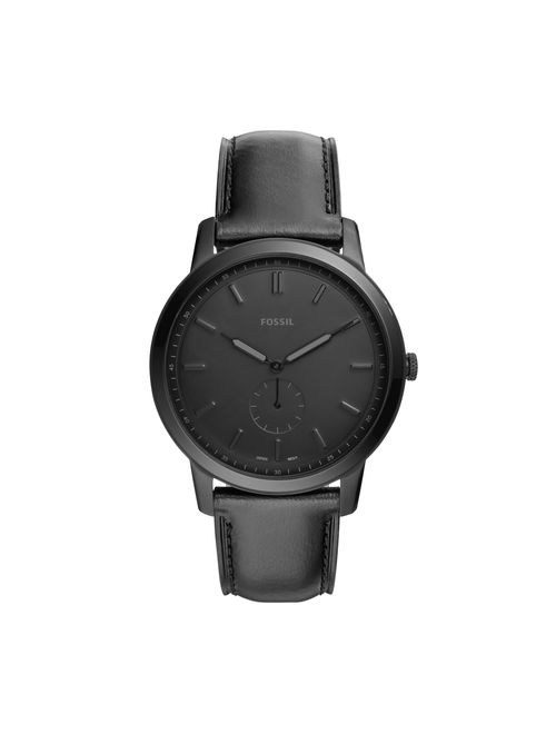 Fossil Men's The Minimalist Two-Hand Black Leather Watch (FS5447)