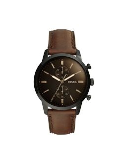 Men's Townsman FS5437 Black Leather Japanese Chronograph Fashion Watch