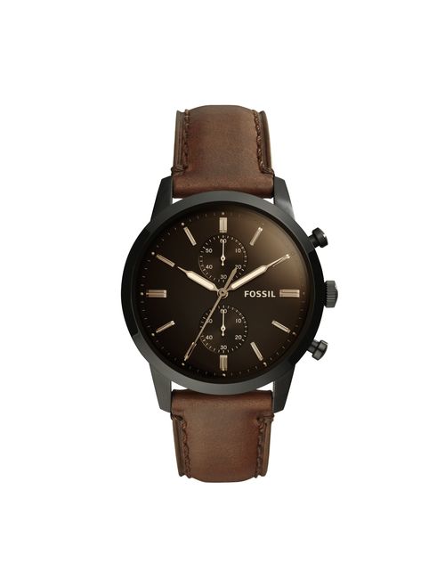 Fossil Men's Townsman FS5437 Black Leather Japanese Chronograph Fashion Watch
