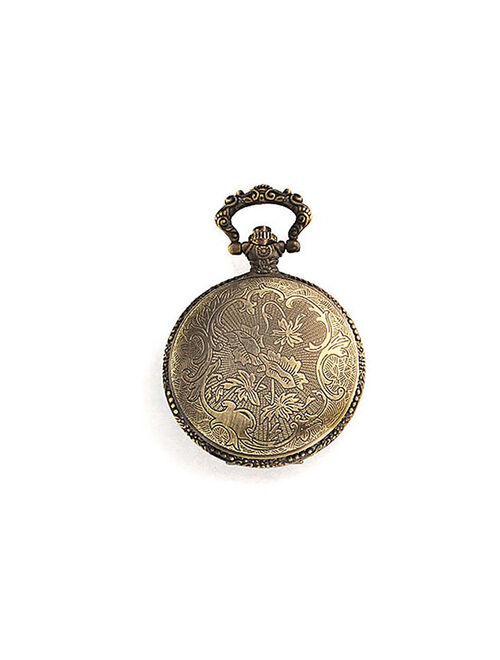 Freemason Masonic Compass Roman Numeral White Dial Mens Pocket Watch Matt Oxidized Bronze Plated Alloy With Chain