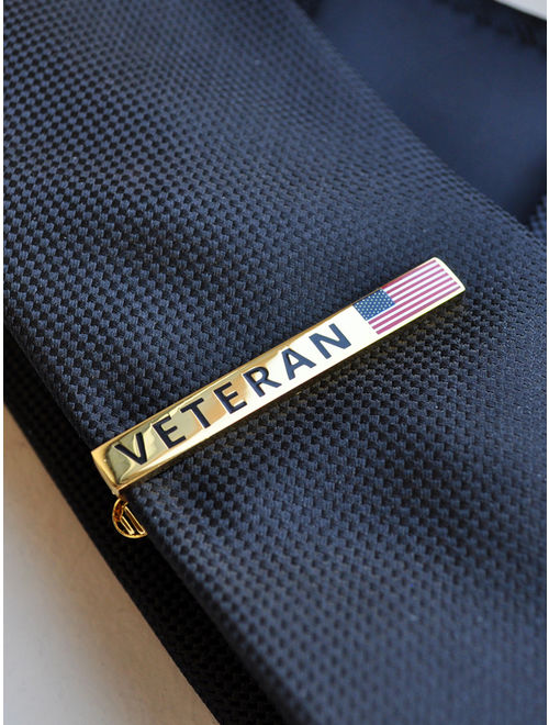 PinMart's Veteran Military American Flag Tie Clip Tie Bar Gift For Him