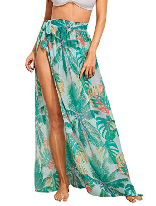 Floerns Women's Sheer Beach Swimwear Cover Up Wrap Skirt