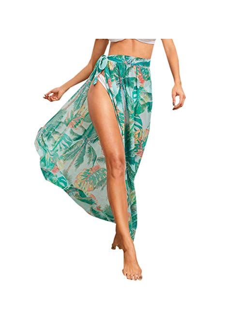 Floerns Women's Sheer Beach Swimwear Cover Up Wrap Skirt