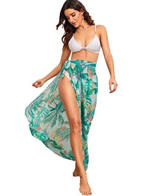 Floerns Women's Sheer Beach Swimwear Cover Up Wrap Skirt